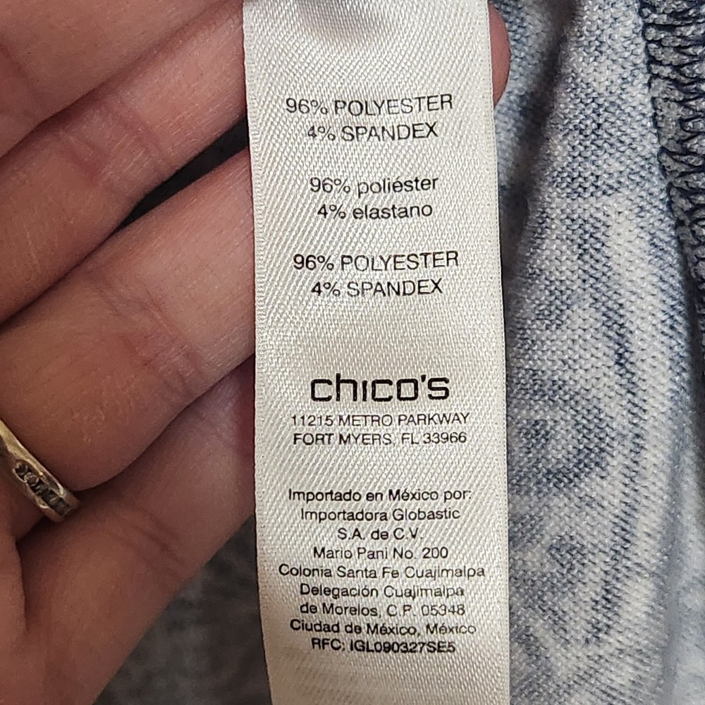 Chicos Blue Long Sleeve Tunic Pockets Size 1P Medium Petite - Picture 4 of 6